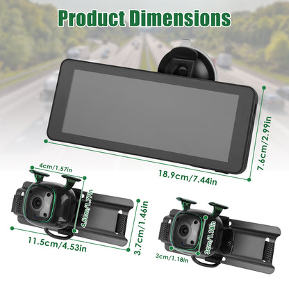 1Pc 1080P Baby Car Camera For 2 Kids Dual Channel Car Baby Monitor Rear Facing Car Seat Camera With 120Degree Wide View 6.86In HD Split Screen Night Vision