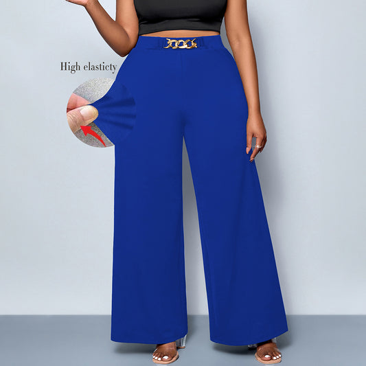 Summer Plus Size Metal Buckle Trousers For Women