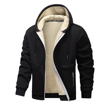 Casual Hoodies For Men Heavyweight Fleece Sweatshirt Winter Thick Sherpa Lined Hooded Zipper Jacket Thick Streetwear Coats